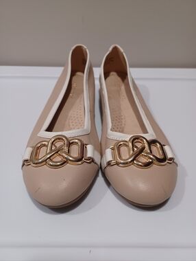Aerosoles Meteorite Tan Cream Leather Flats